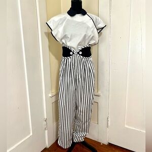 Rare Vintage Jeanne Marc Set Black and White Pant and Top